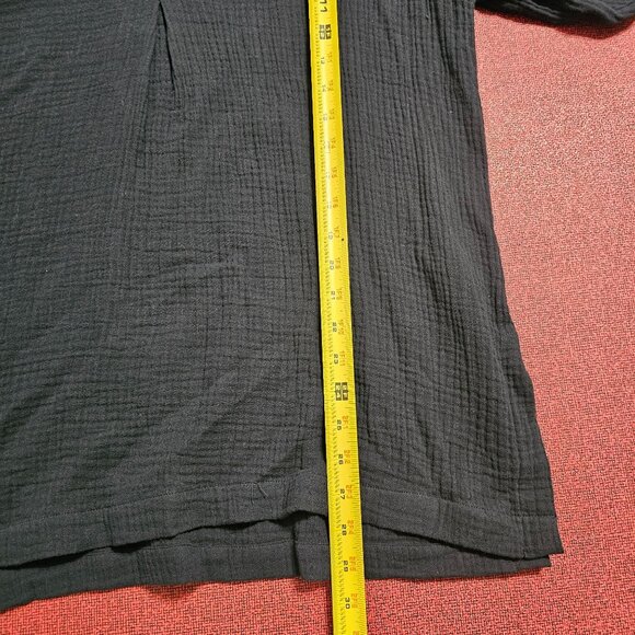 Soft Surroundings Cotton Gauzy Tunic 1X VNeck Collared Pleated Relaxed Lagenlook - Picture 8 of 10